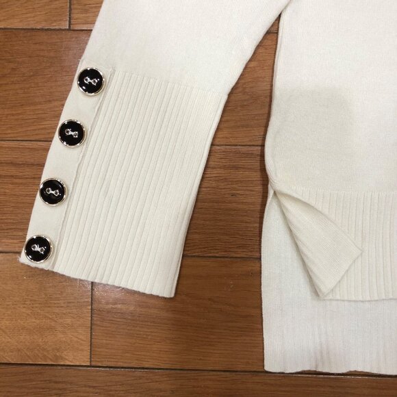 Melissa Paige Long Sleeve Round Neck Hi Lo Hem Cream Sweater Size XL - Picture 6 of 8